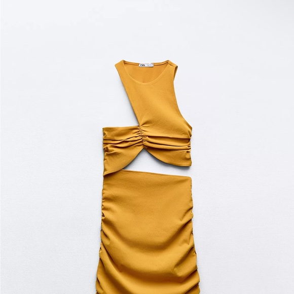 Zara Mustard Yellow Cutout Dress - Picture 2 of 2